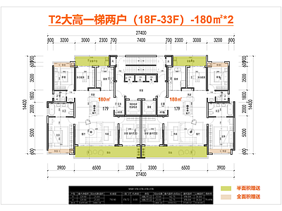 高层住宅 T2 一梯两户 180户型 全景舱 豪宅大平层