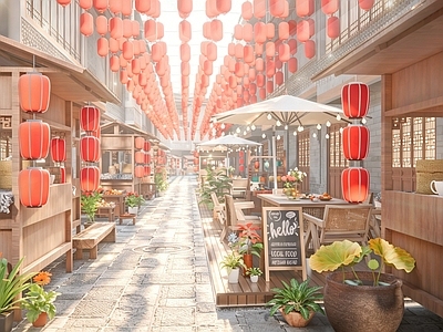 新中式商业外摆 集市 古镇集市 集市外摆 集市街道 老街