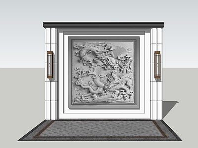 中式景墙 浮雕墙 新中式景墙 造型景墙 中式壁灯 浮雕景墙