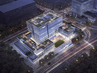 现代主义企业总部 现代工业园 企业办公楼 研发楼 企业总部基地