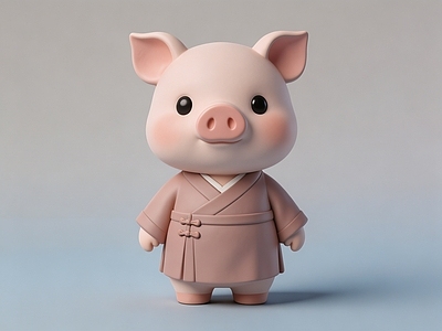 中式雕塑摆件 生肖猪 汉服  雕塑 摆件