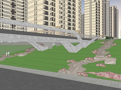 现代主义景观桥 景观大门 桥下景观 洋房住宅 入口大门