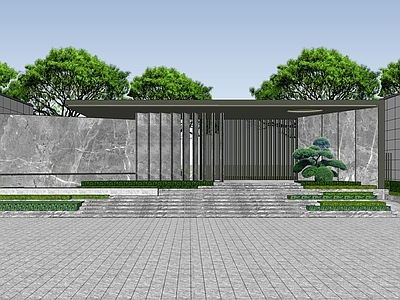 新中式景观入口大门 新中式入口大门 主入口门楼 小区主入口 示范区大门