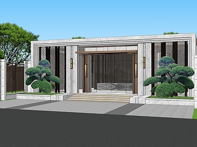新中式景观入口大门 居住区入口 小区主入口 示范区大门 入口门楼 对称式入口门楼
