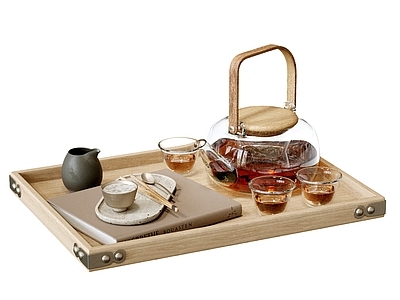 日式茶具 茶具摆件 玻璃茶壶茶杯 水杯水壶 托盘 餐具摆件