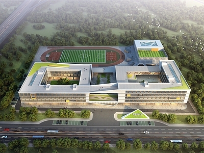 现代主义学校建筑 黑龙江哈尔滨 九年一贯制 现代风格学校