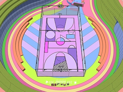 孟菲斯体育公园 篮球场 艺术篮球场 商业运动场 圆形运动场 圆形商业空间