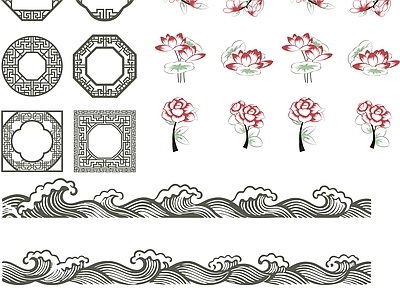 其他图库 花纹 线稿 贴图 中式