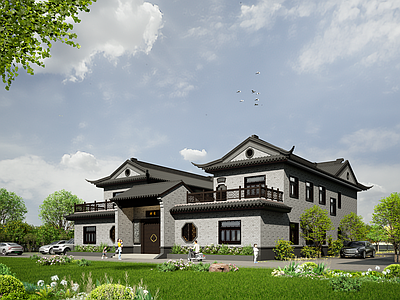 中式古建四合院 新中式 中式 四合院 仿古建筑