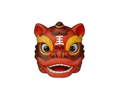 中式雕塑摆件 醒狮 狮子头 雕塑 美陈 摆件