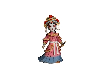 中式雕塑摆件 京剧 雕塑 摆件 美陈 AI渲染
