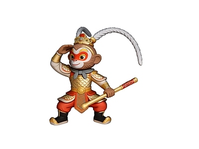 中式雕塑摆件 孙悟空 雕塑 美陈 AI渲染 摆件