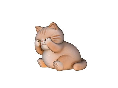 奶油风雕塑摆件 躲猫猫 小猫 雕塑 美陈 摆件