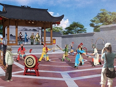 中式古建中心广场