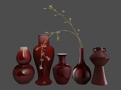 中式摆件组合 中式花瓶 瓷器 花瓶 花艺