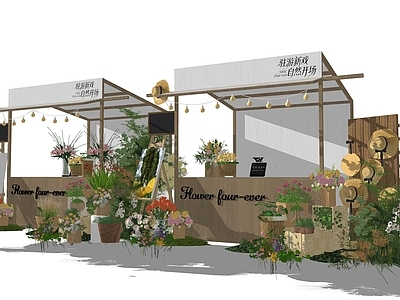 原木风其他展台 花艺集市车 咖啡集市车花车