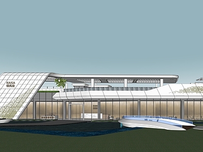 现代主义售楼处建筑 广州 游艇风格售楼部 展示区 滨海风格