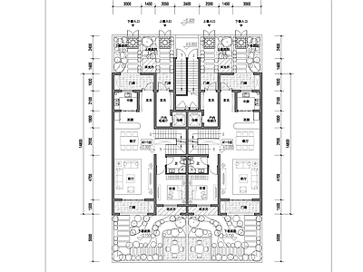多层住宅 4F叠拼户型 165与175平 小户型叠拼户型