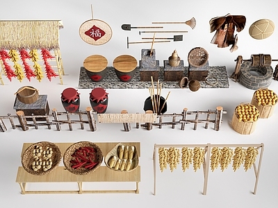 中式乡村振兴展厅 中式农耕小品 乡村小品 乡村庭院小品 怀旧老物件