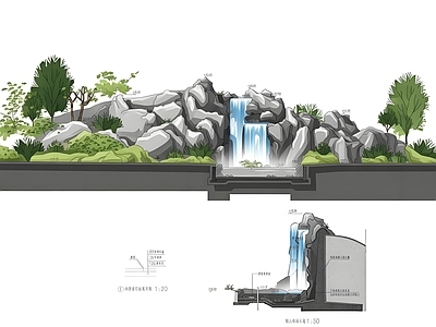 假山水景图库 假山水景平立面 假山施工图