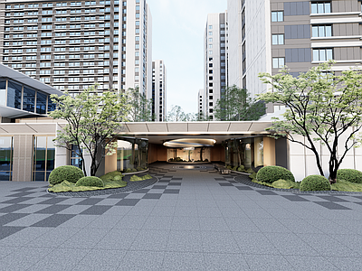 现代主义高层住宅 现代建筑住宅 小区入户大门 门头 主入口大门 建筑高层