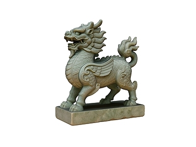 中式雕塑摆件 麒麟 石雕 美陈 摆件 瑞兽