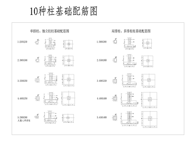 地面综合节点 基础配筋通用 立柱基础通用 立柱通用配筋 立柱结构配筋