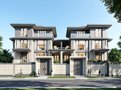 新中式联排别墅 自建房 住宅