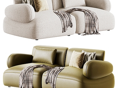 奶油风双人沙发 natuzzi