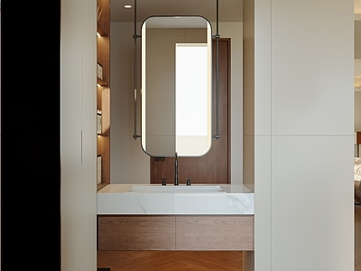 现代简约卫生间 中古风镜子