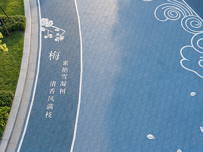新中式景观园路 景观道路 跑道图案 健身跑道 彩色沥青