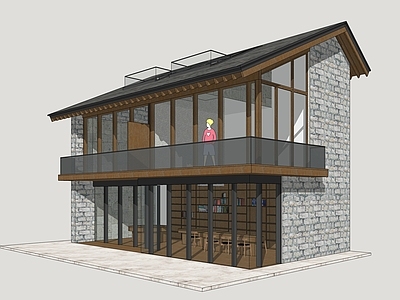 新中式图书馆建筑 乡村图书馆 乡村民宿建筑 乡村民宿 乡村民房改造