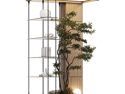 新中式置物架 植物展示架