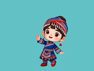 雕塑摆件 苖族卡通IP人物