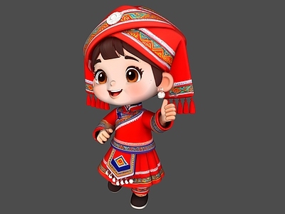 雕塑摆件 壮族卡通IP人物