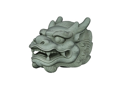 中式雕塑摆件 龙头 石雕 雕塑 摆件