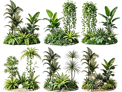 现代花境 2D室内植物组团 花境植物组团 花卉花镜 花草镜植物组合 花草花丛
