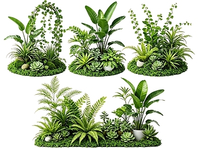 现代花境 2D室内植物组团 花境植物组团 花卉花镜 花草镜植物组合 花草花丛
