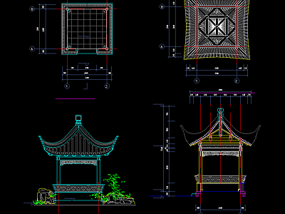 公园休憩廊亭 古建四角亭