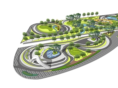 现代主义景观公园 城市公园 公共景观 现代景观 城市绿地