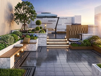 现代屋顶花园 现代屋顶花园 露台景观 花园景观