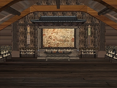 中式寺庙建筑 破庙 佛龛 古代佛堂