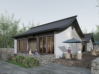 新中式餐饮建筑 中式茶馆 新中式古建