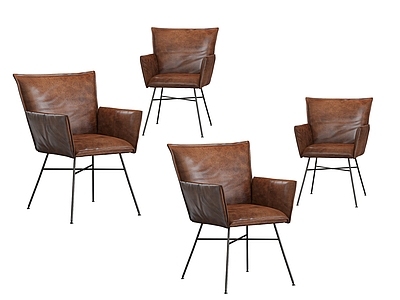 复古工业风办公椅 皮质单人椅 皮革休闲椅 皮革单人休闲椅 极简皮革椅 皮质金属椅办公椅