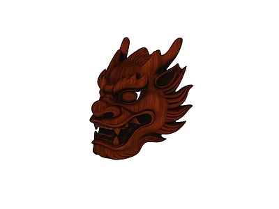 中式雕塑摆件 木雕 龙头 麒麟 獬豸 雕塑