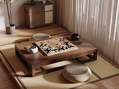 日式阳台 榻榻米 棋牌室 茶台
