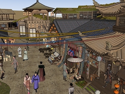中式古建商业街 传统商业街 异域风情街区 中式商业街 西域街区 沙漠建筑