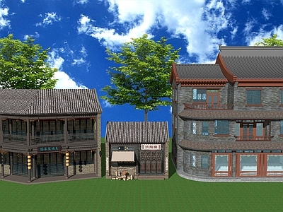 中式古建商业街 仿古民居街道店铺 仿古商铺商业街