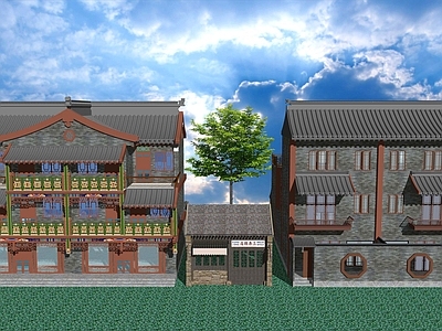 中式古建商业街 仿古民居街道店 仿古商铺商业街