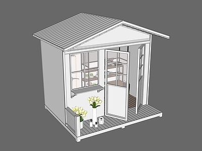 现代简约木屋 庭院木屋 花园工具间 美式木屋 工具房 白色木屋